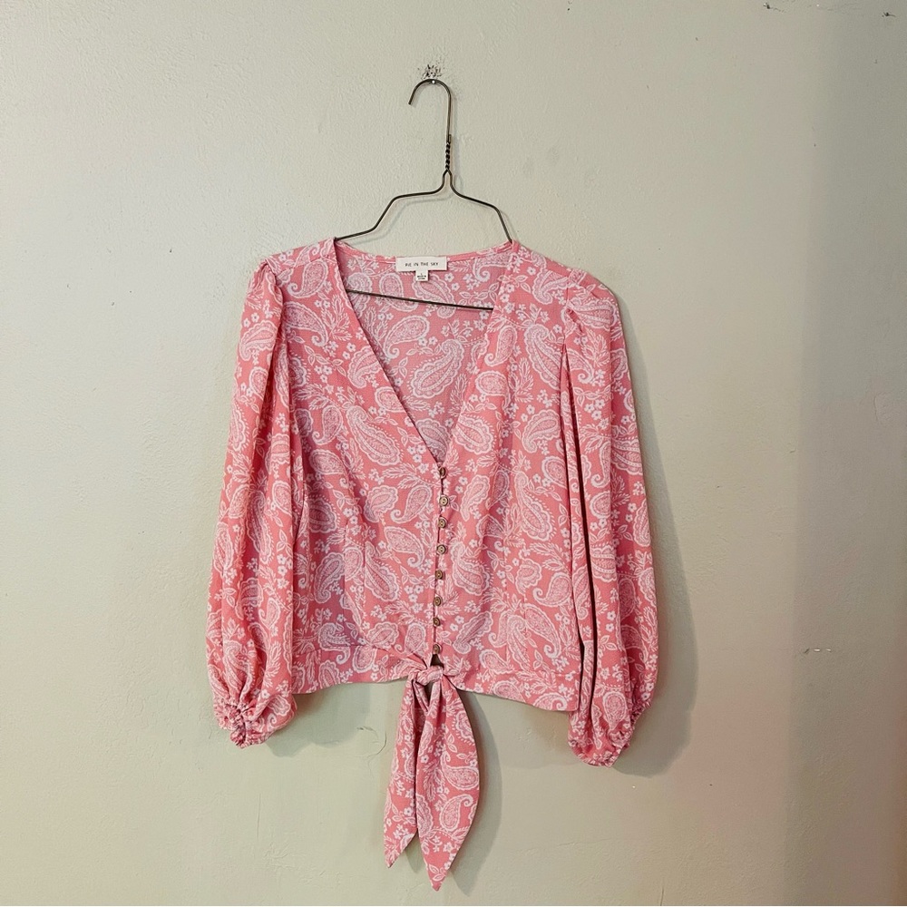 NWT Pink Tie Front Blouse